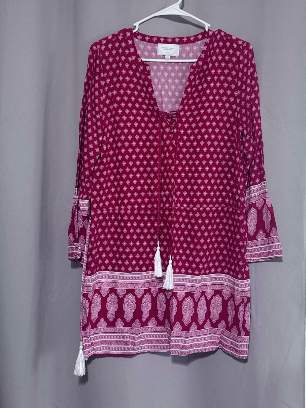 Romeo & Juliet Couture Red Paisley Tassel Tie Tunic